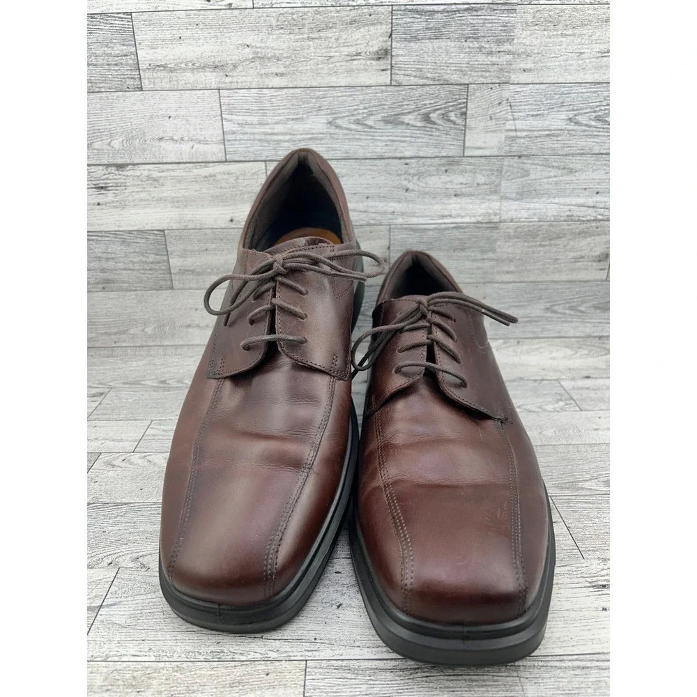 ECCO Helsinki 2 Mens Apron Toe Tie Brown Leather Dress Shoes Size EU 46 US 12.5‎